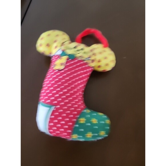 Vintage Calico Handmade Fabric Cloth Christmas Ornaments 1970 Set of 5 Nostalgia - Picture 4 of 10